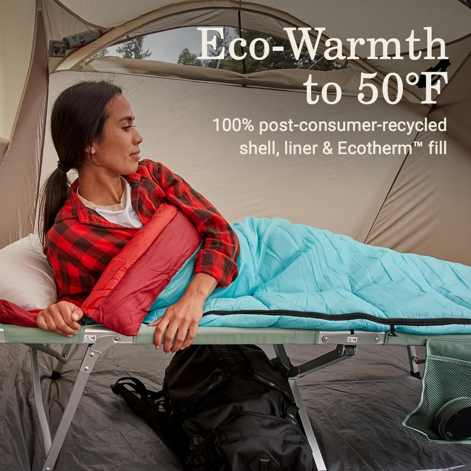 Coleman Flatlands 30/40/50°F Sleeping Bag, Made from 100% Recycled Material, Big & Tall Options, Cool-Weather Sleeping Bag for Camping, Sleepovers, Guests & More - Image 3
